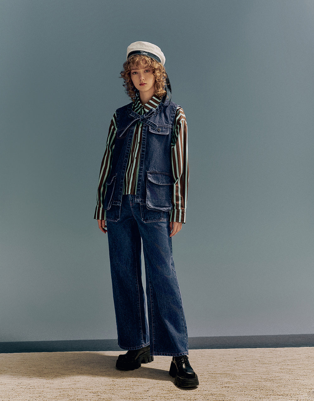 Crew Neck Denim Waistcoat