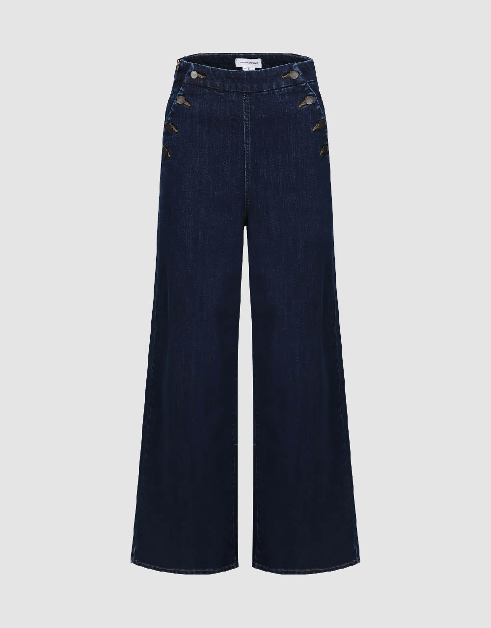 Button Décor Wide-Leg Jeans