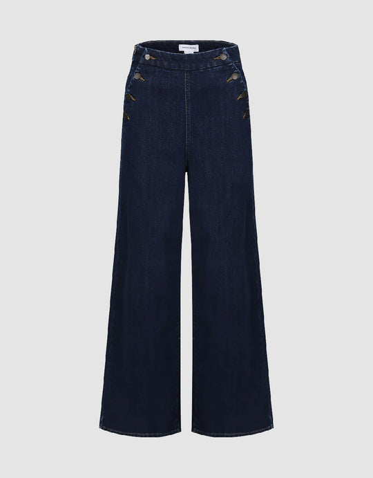 Button Décor Wide-Leg Jeans