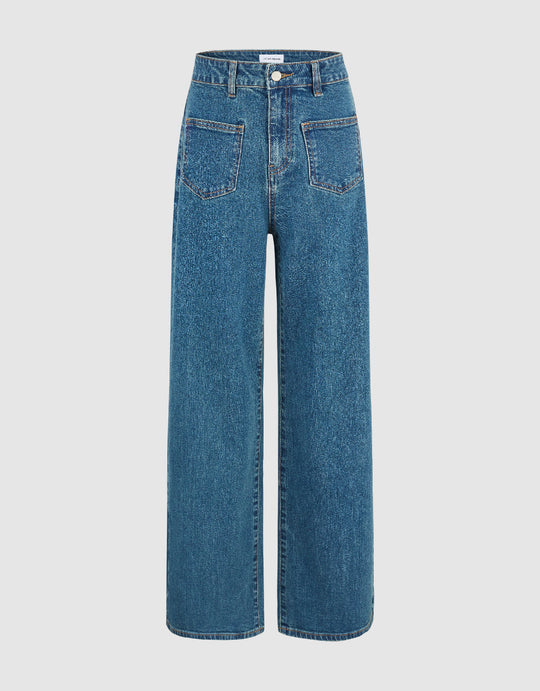 Front Pocket Wide-Leg Jeans