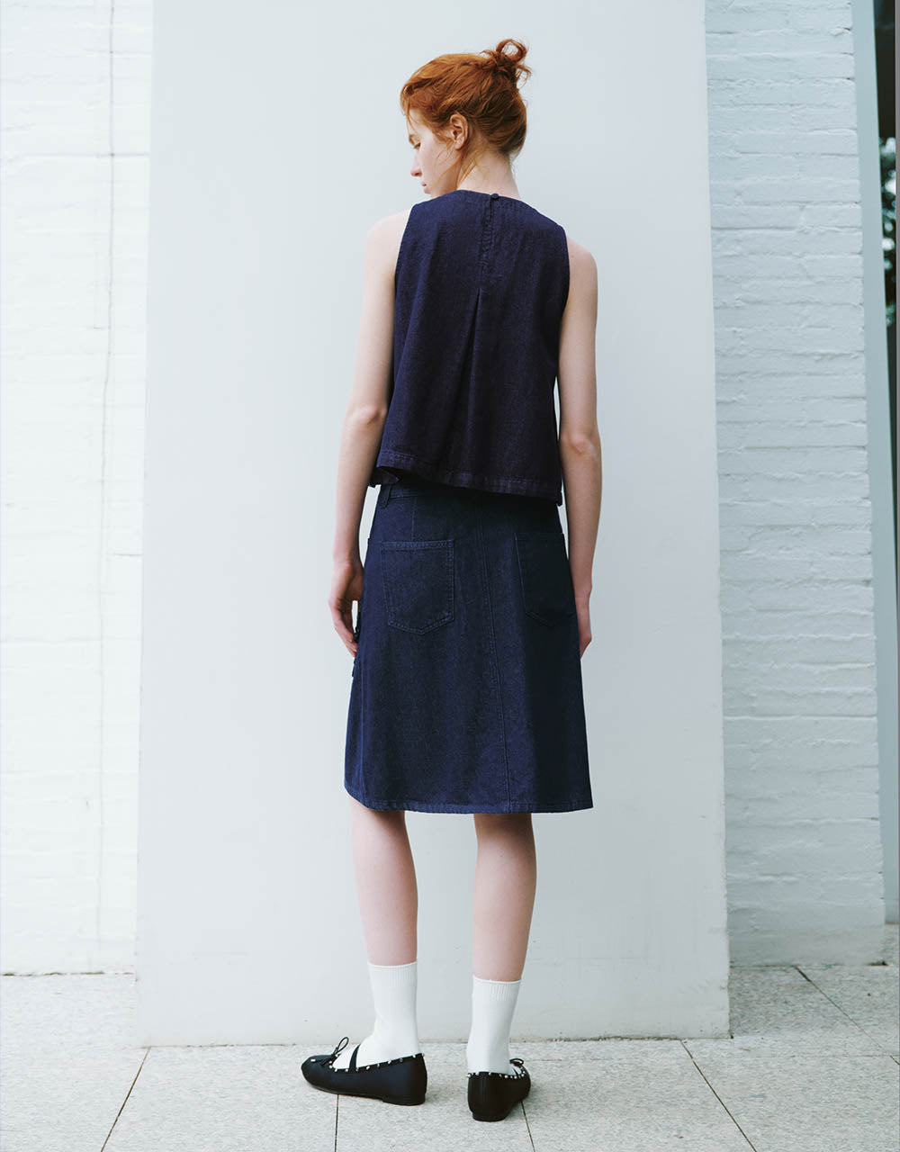 Midi A-Line Denim Skirt