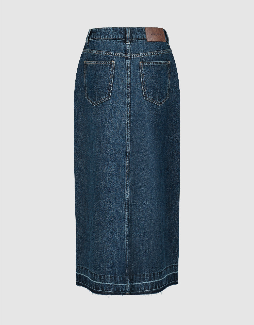 Front Pocket Midi Straight Denim Skirt