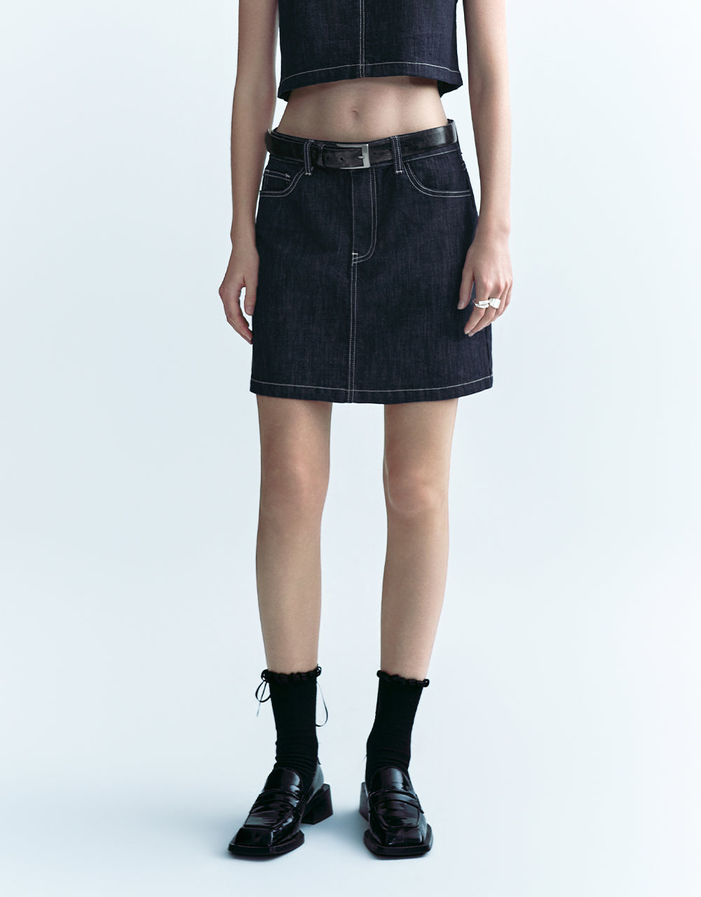 Mini Straight Denim Skirt