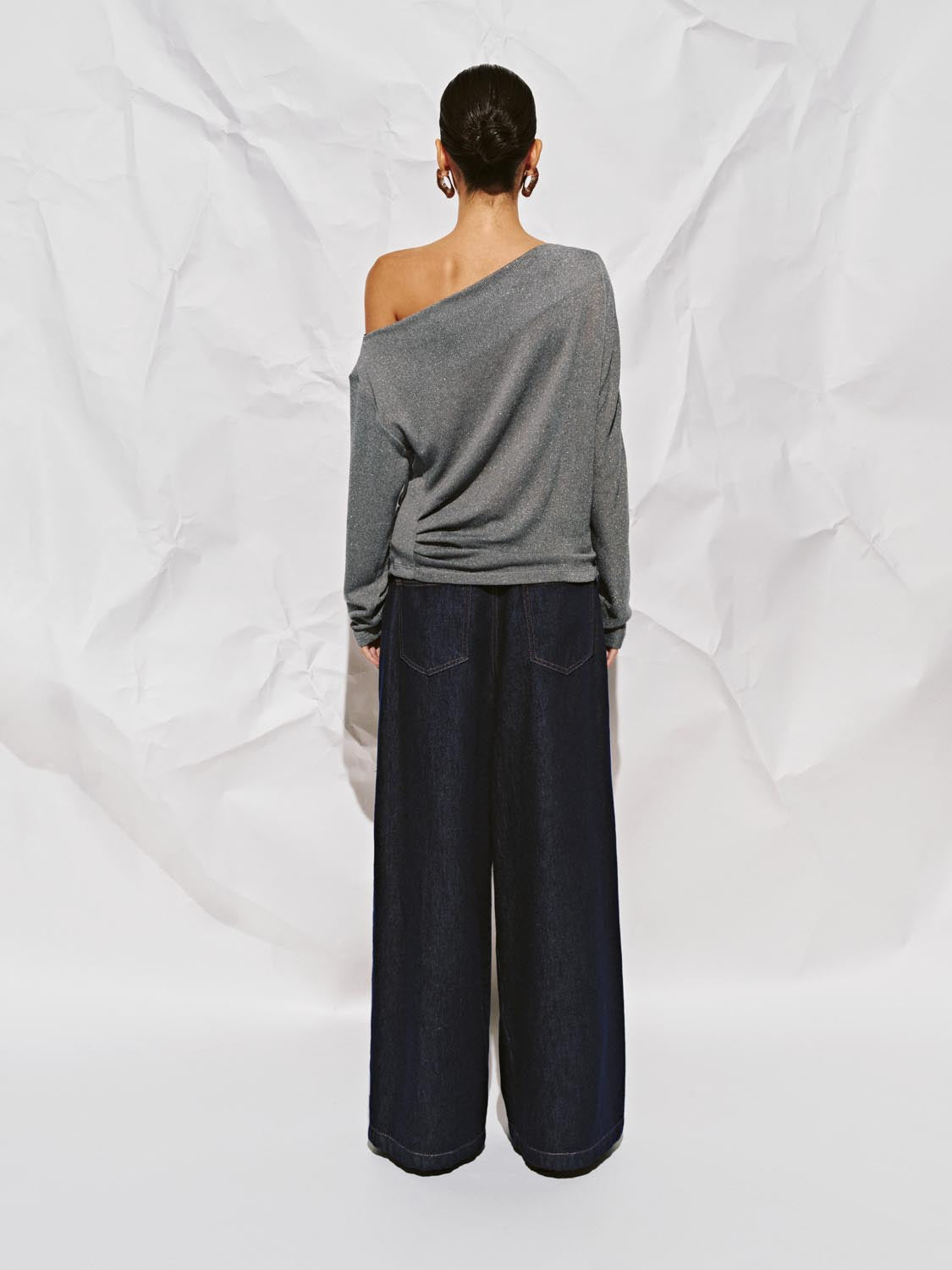 Pleated Wide Leg Jeans