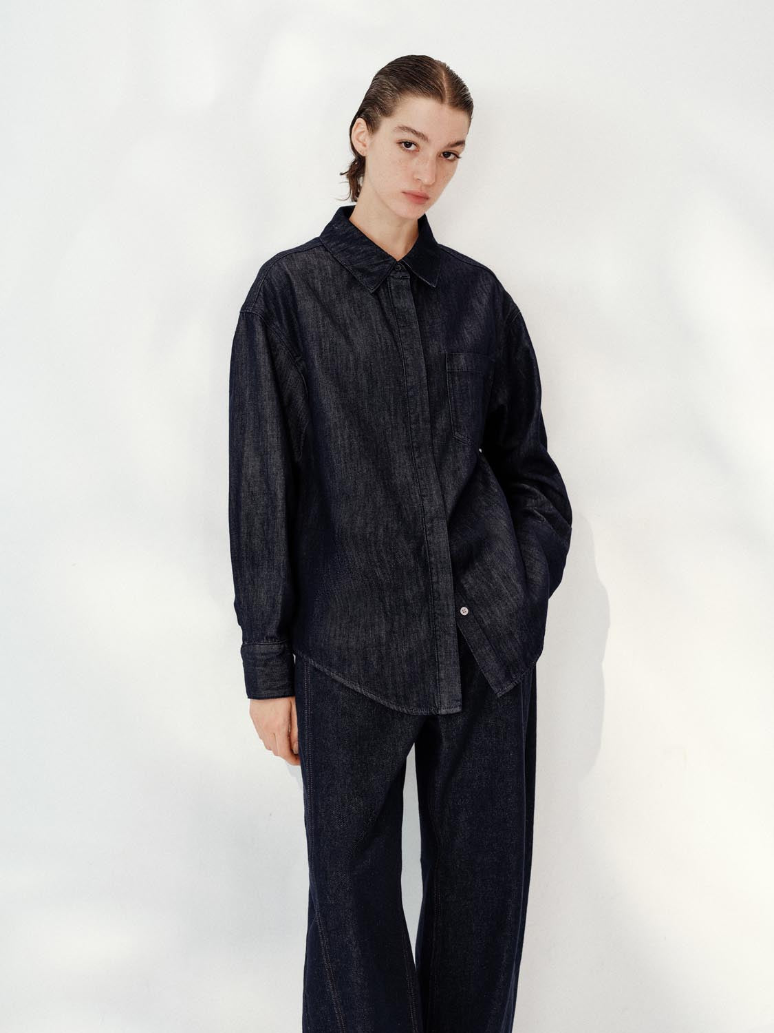 Patch Pocket Button Up Denim Shirts