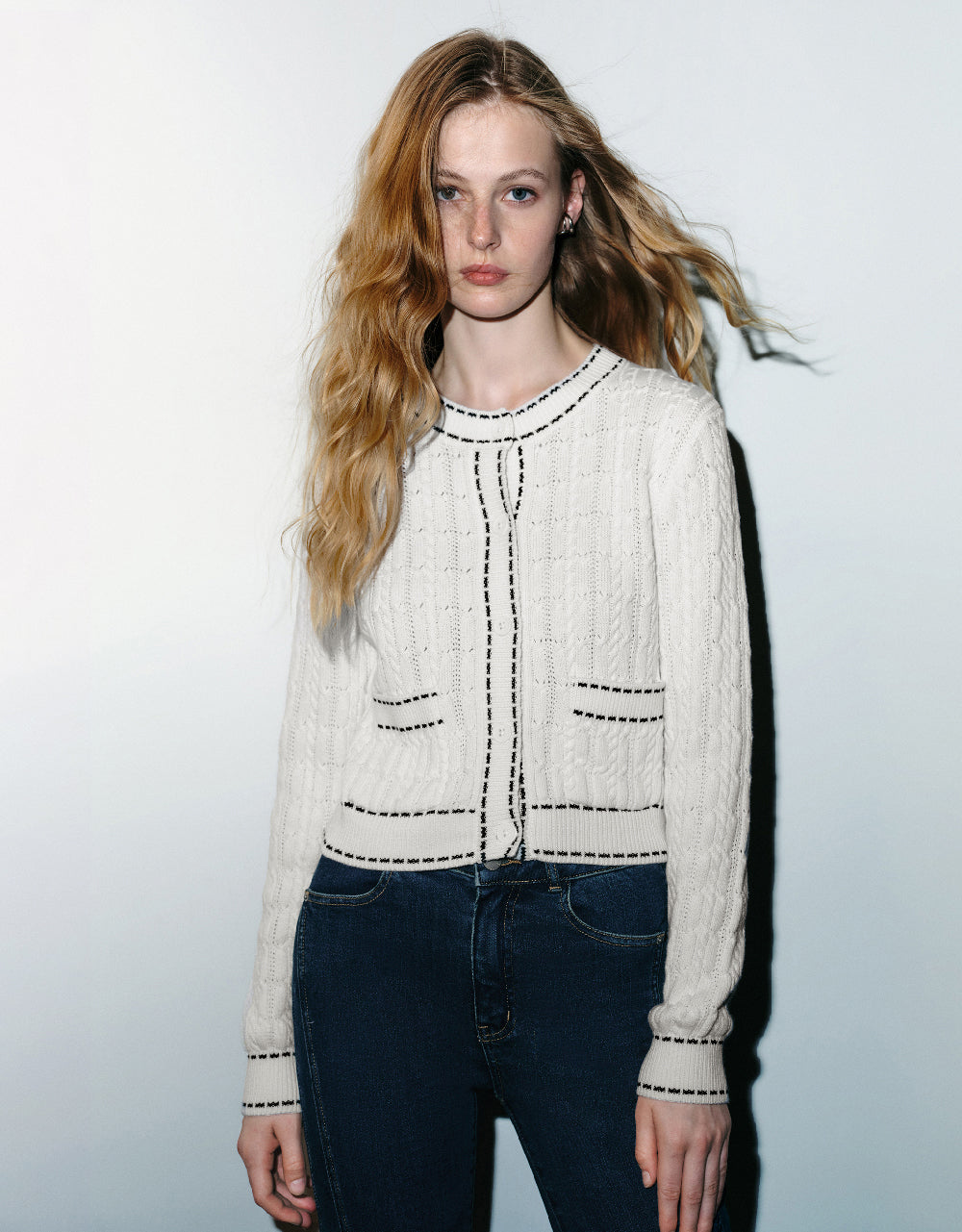 Crew Neck Knitted Cardigan