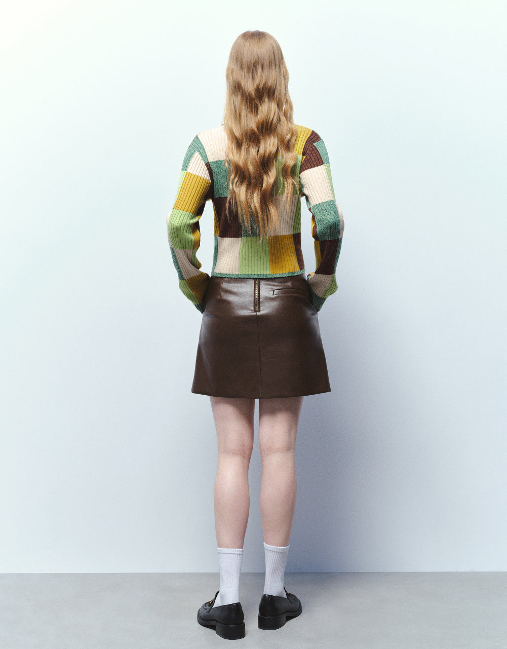 Colorblocks Crew Neck Knitted Cardigan