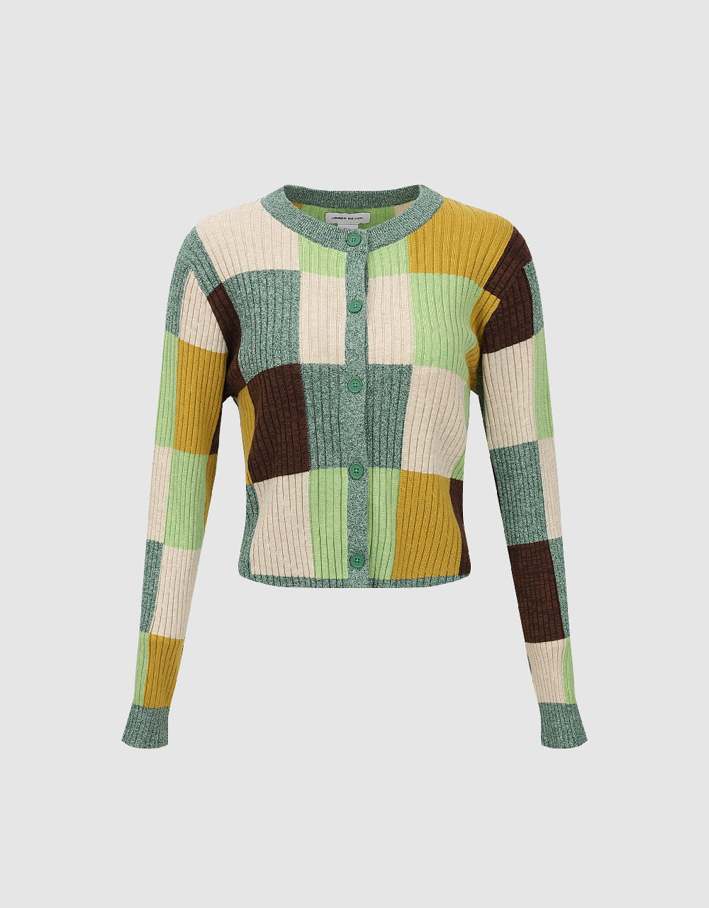 Colorblocks Crew Neck Knitted Cardigan