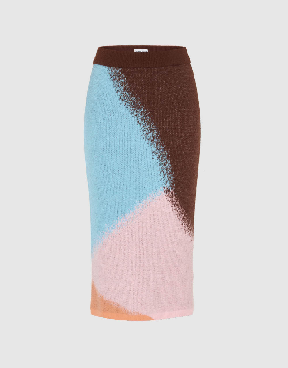 Colorblocks Straight Midi Knitted Skirt