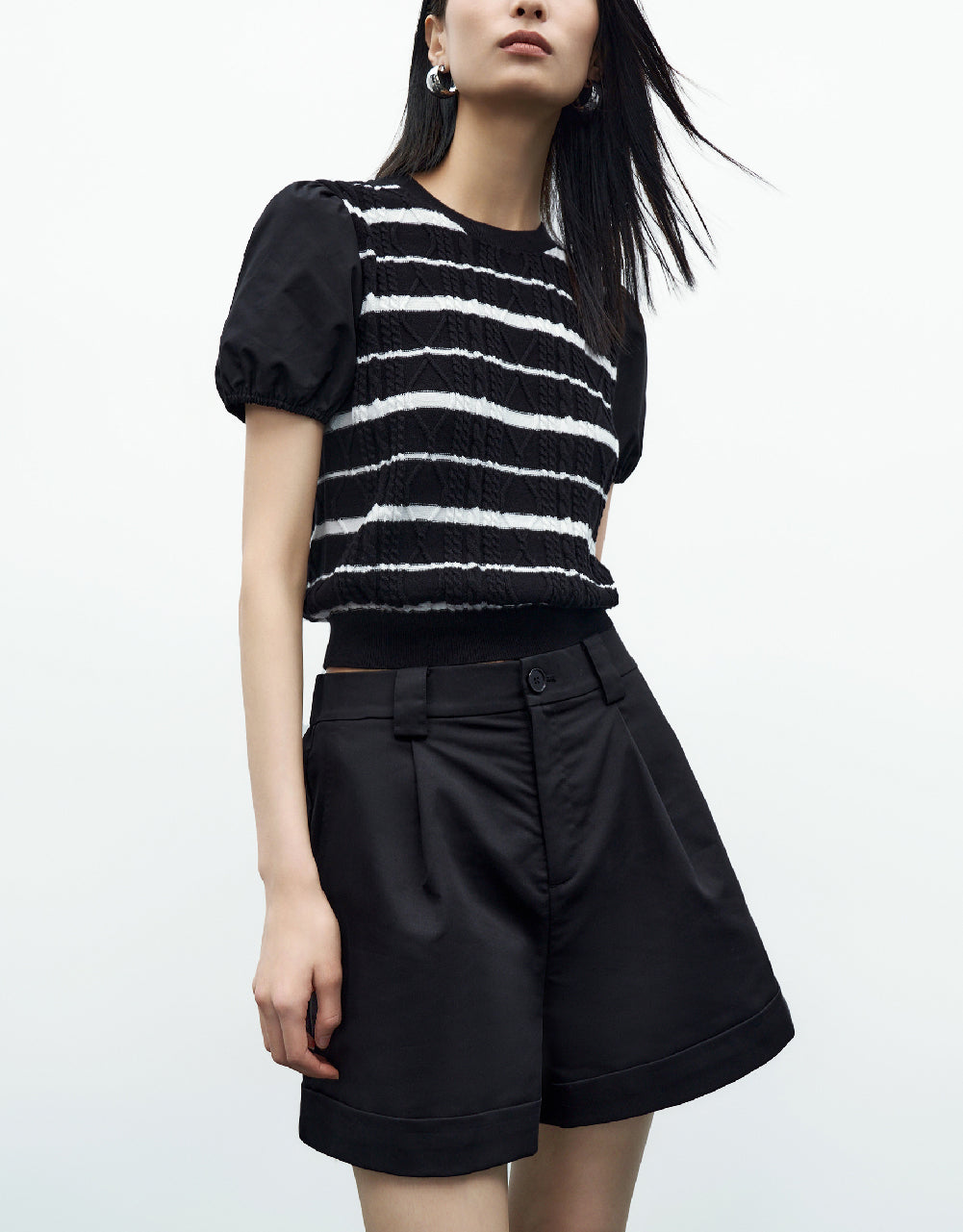 Striped Crew Neck Knitted T-Shirt