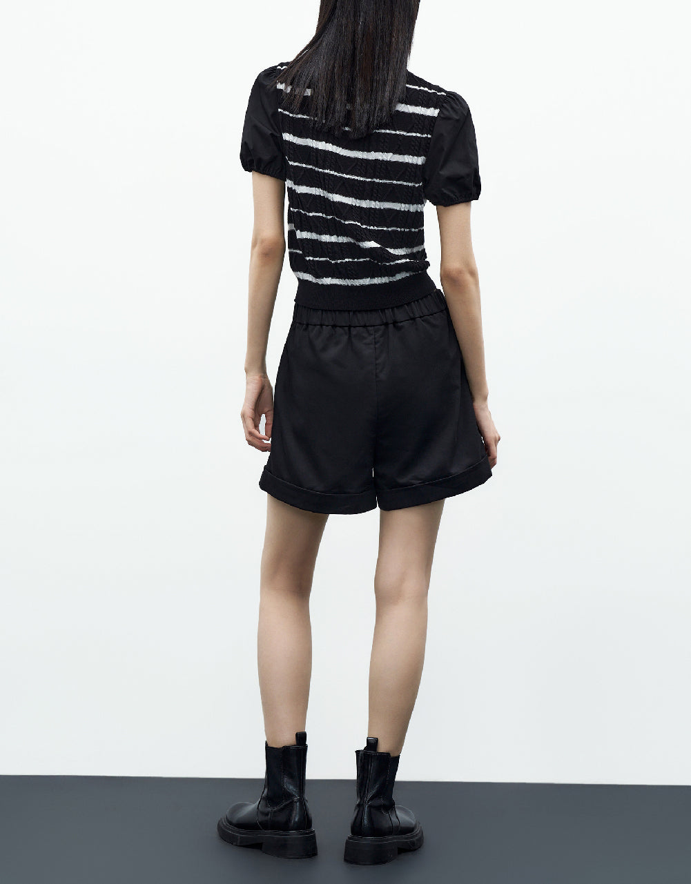 Striped Crew Neck Knitted T-Shirt