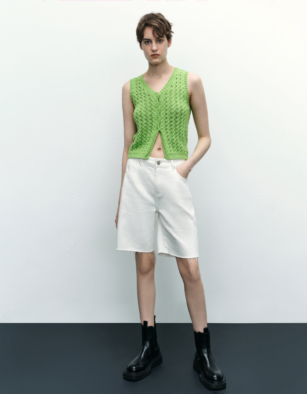 Button Up Cable Knitted Vest