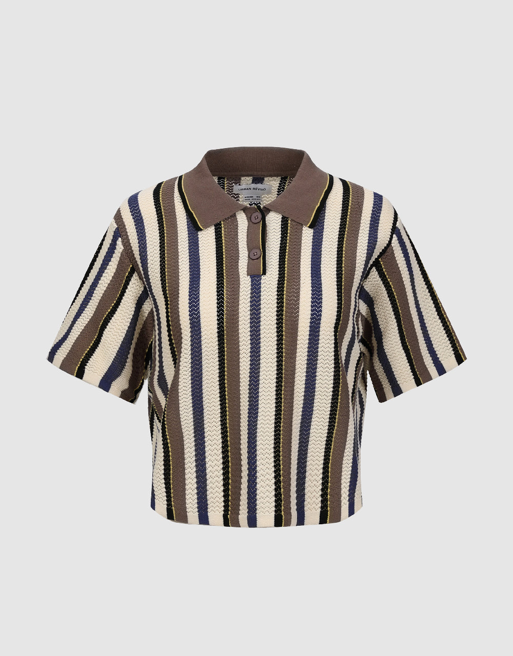 Striped Knitted Polo T-Shirt