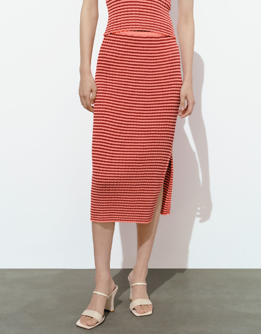 Striped Knitted A-Line Skirt
