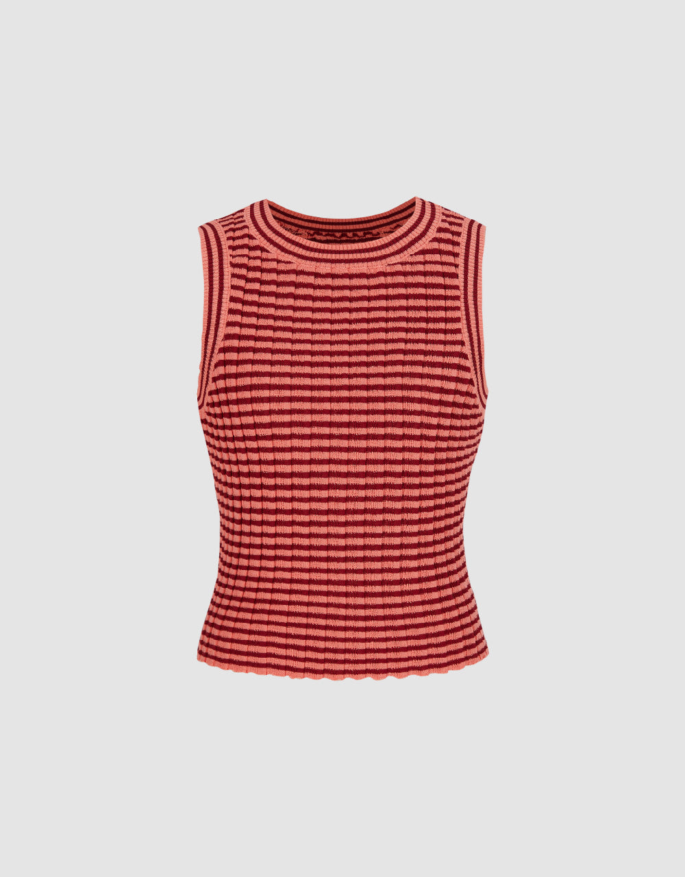 Striped Crew Neck Knitted Tank Top