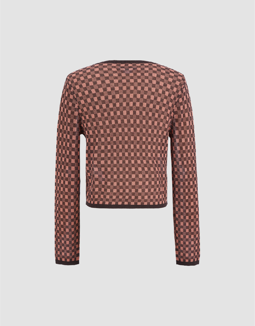 Gingham U Neck Knitted Cardigan
