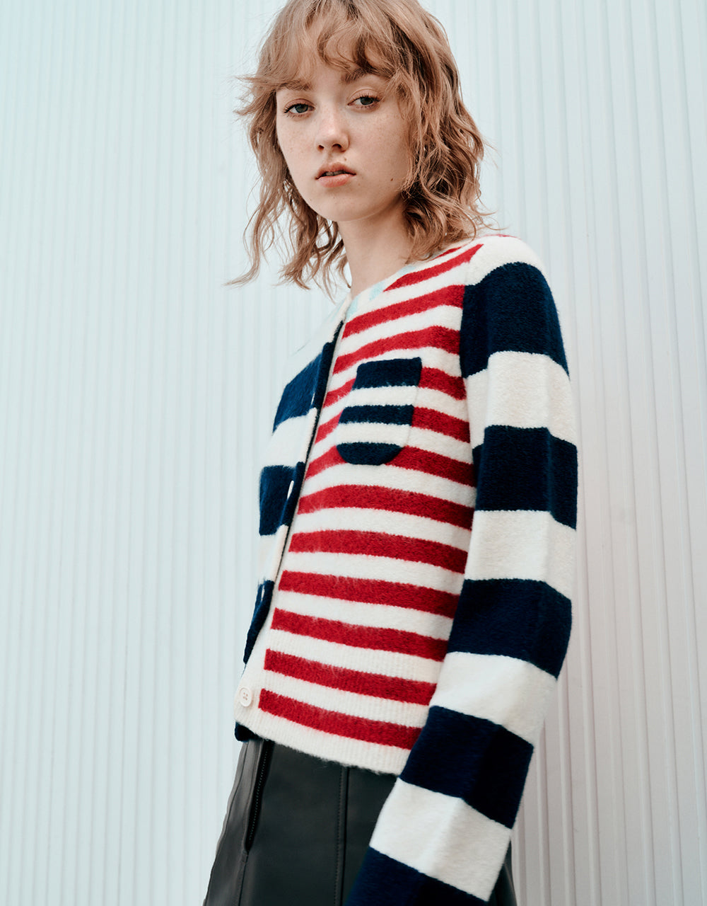 Two Toned Striped Knitted Cardigan