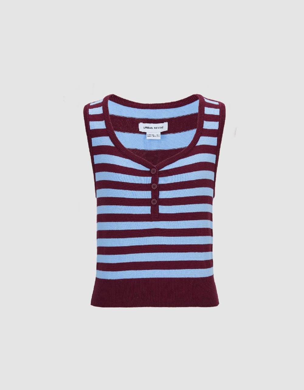 Striped U Neck Knitted Tank Top