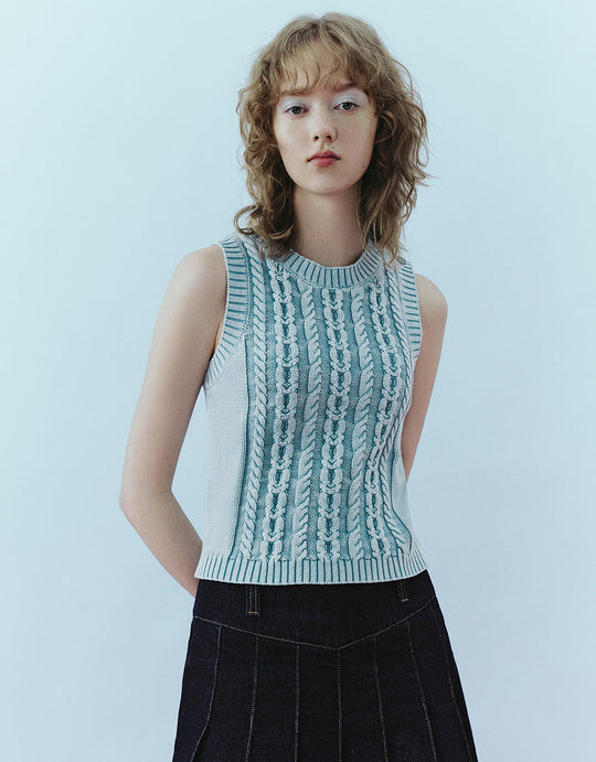 Crew Neck Knitted Tank Top