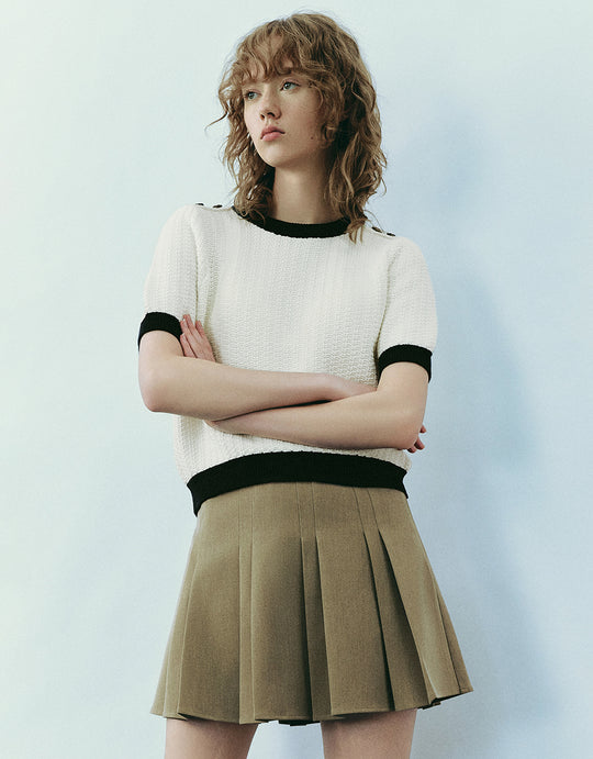 Crew Neck Knitted T-Shirt