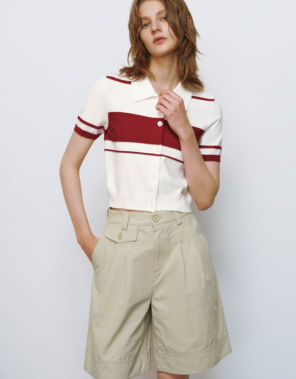 Two Toned Knitted Polo T-Shirt