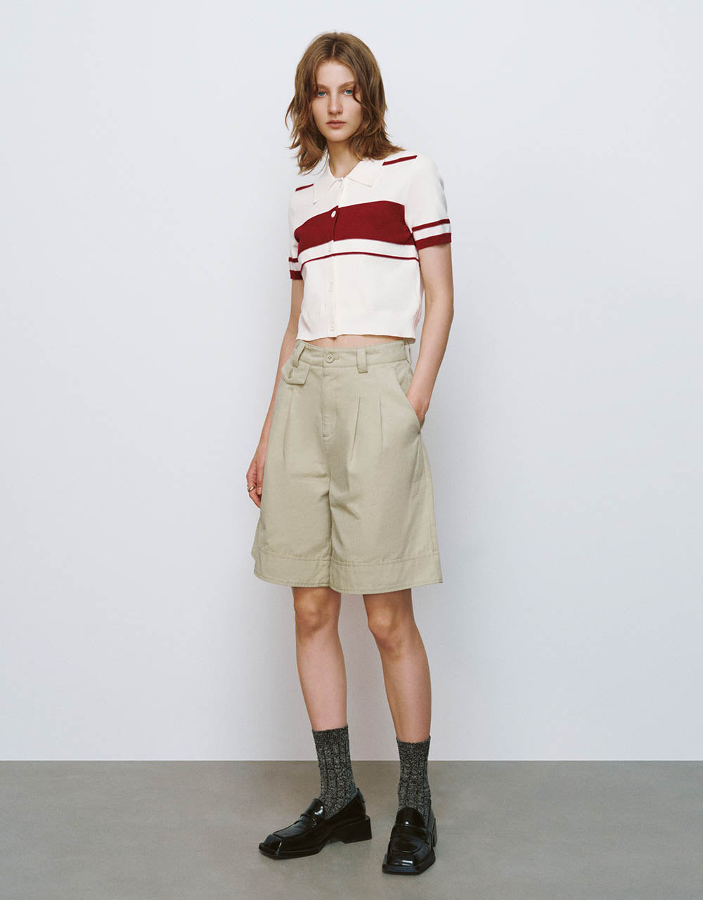 Two Toned Knitted Polo T-Shirt