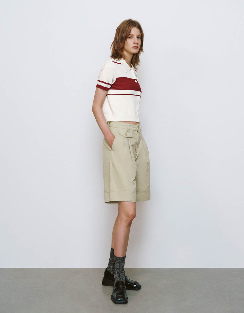 Two Toned Knitted Polo T-Shirt