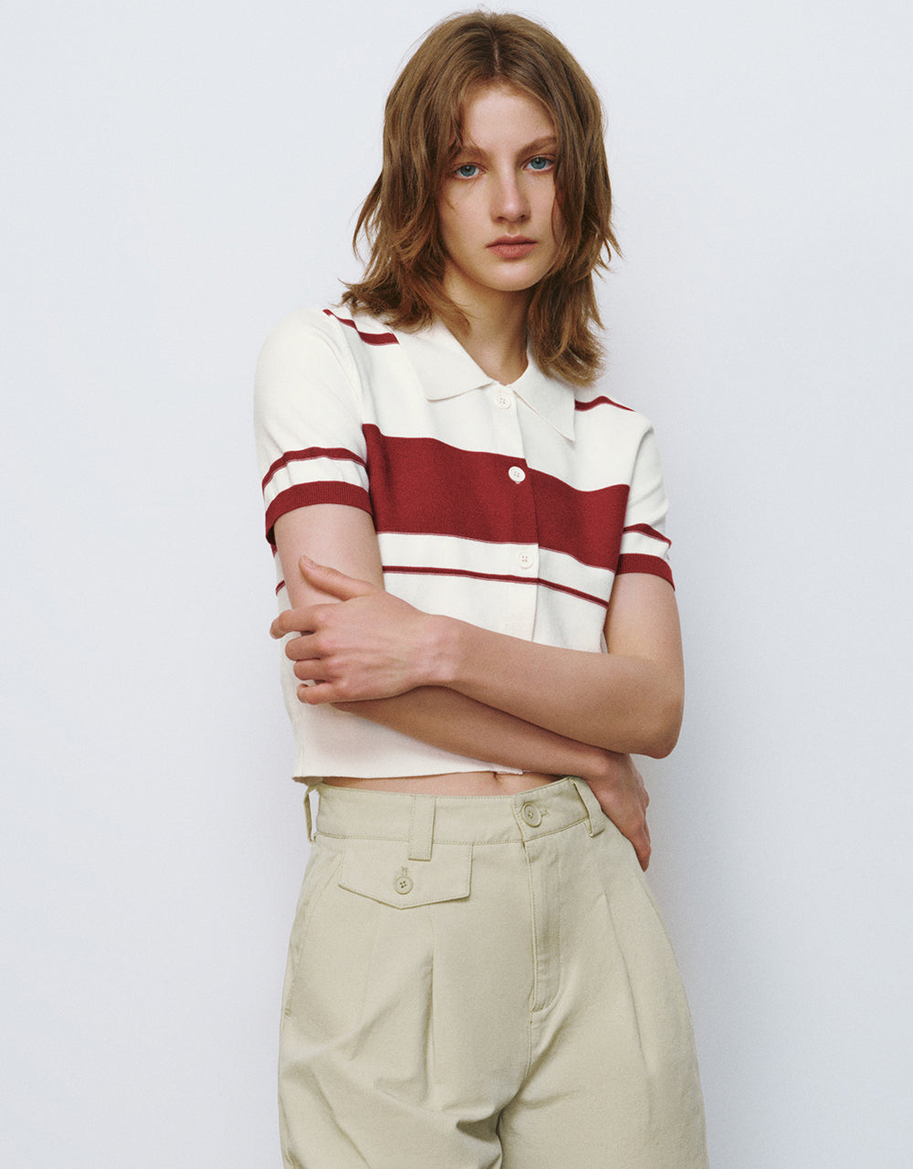 Two Toned Knitted Polo T-Shirt