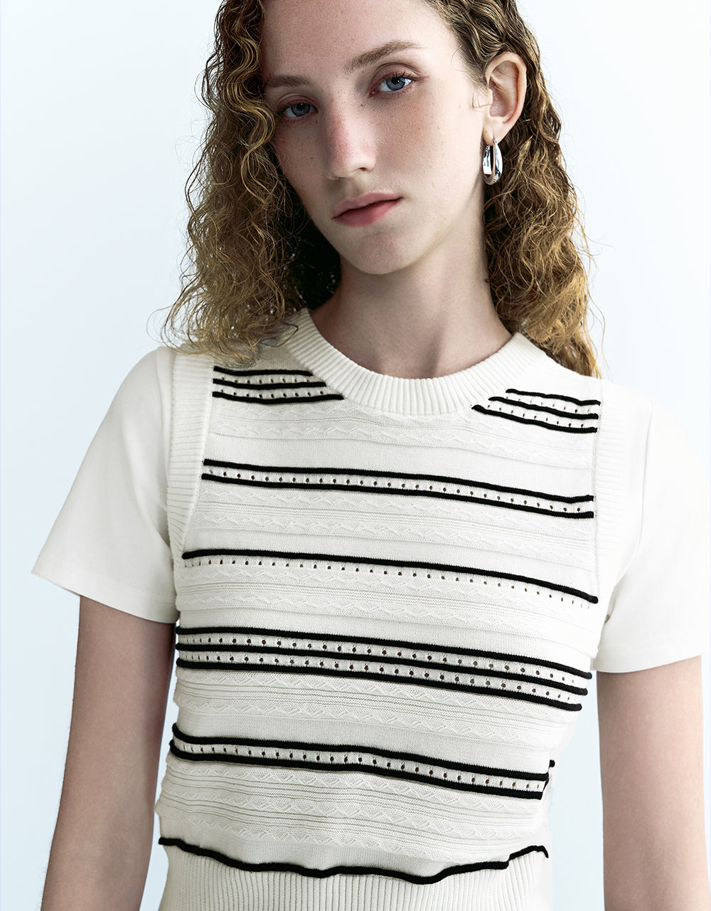 2 In 1 Striped Knitted T-Shirt