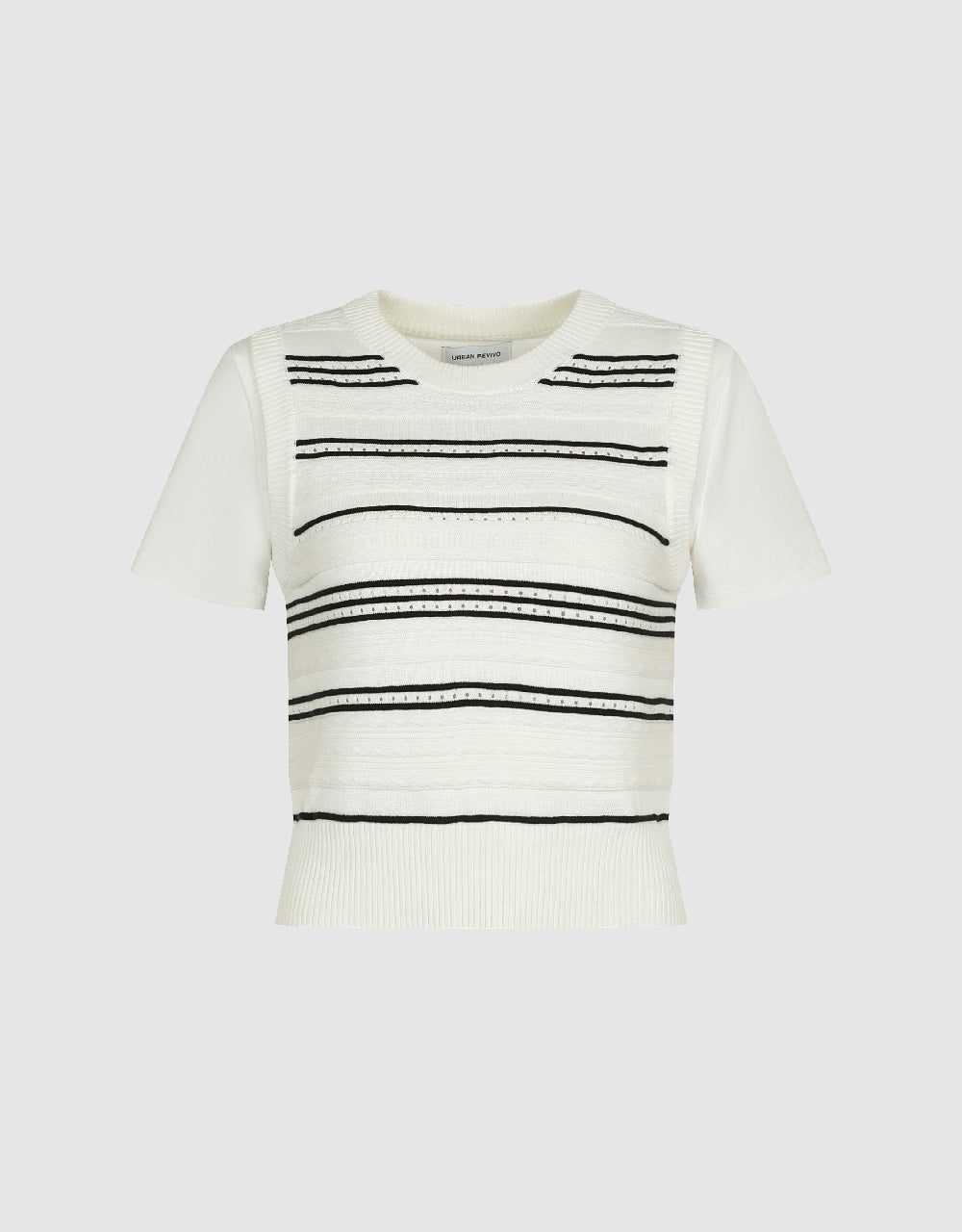 2 In 1 Striped Knitted T-Shirt