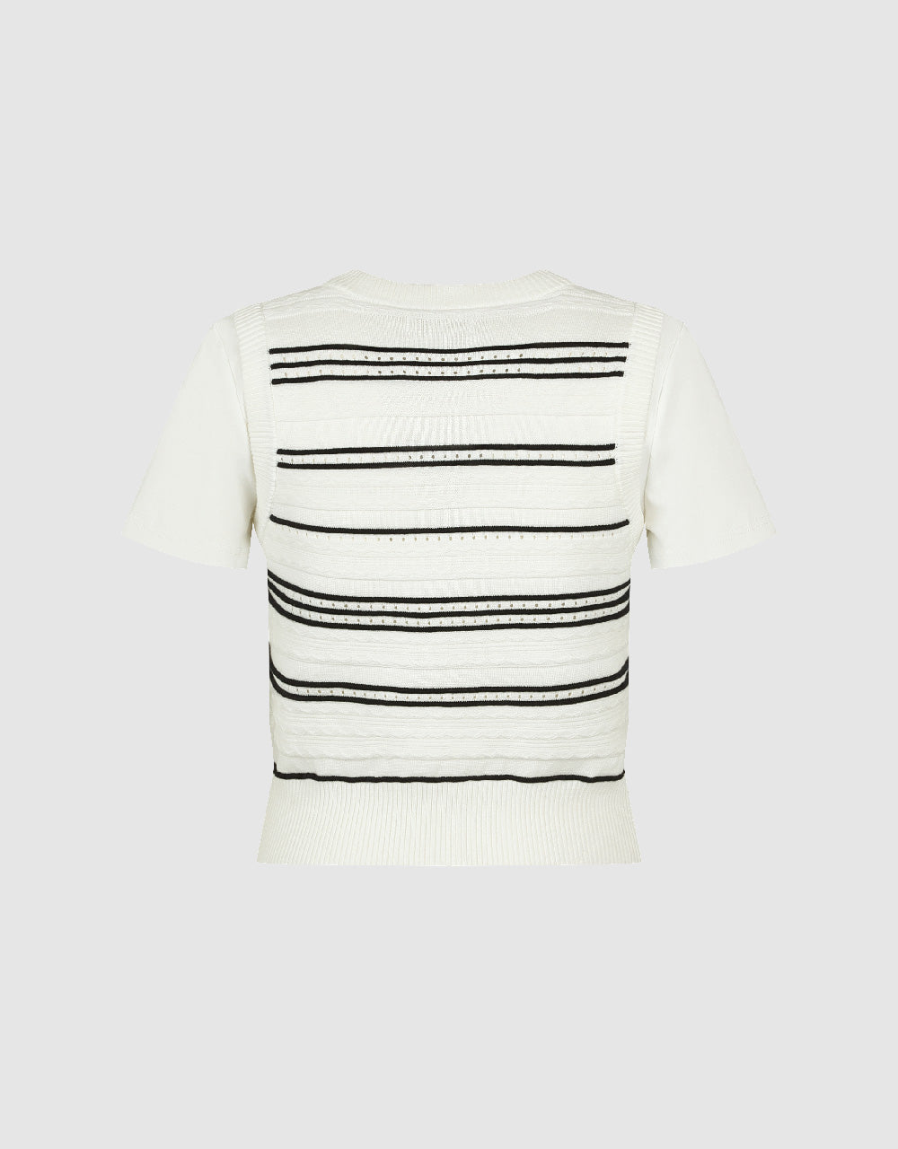 2 In 1 Striped Knitted T-Shirt