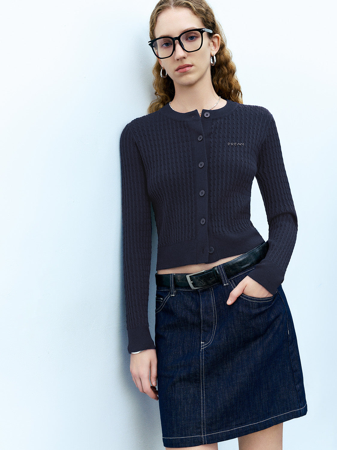 Crew Neck Knitted Cardigan