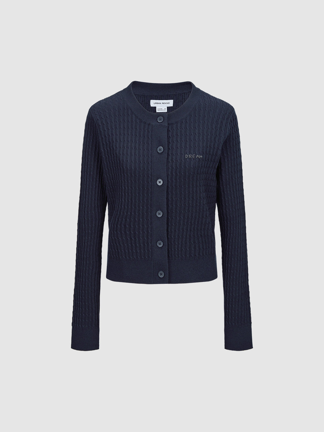 Crew Neck Knitted Cardigan