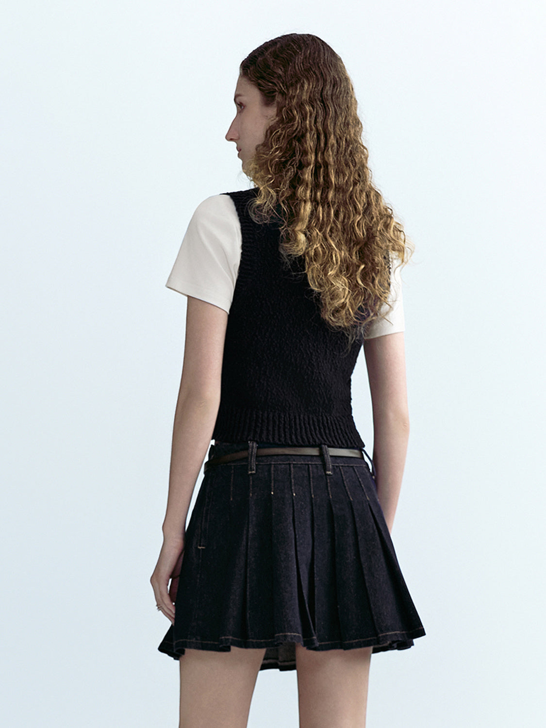 Crew Neck Skinny Knitted T-Shirt