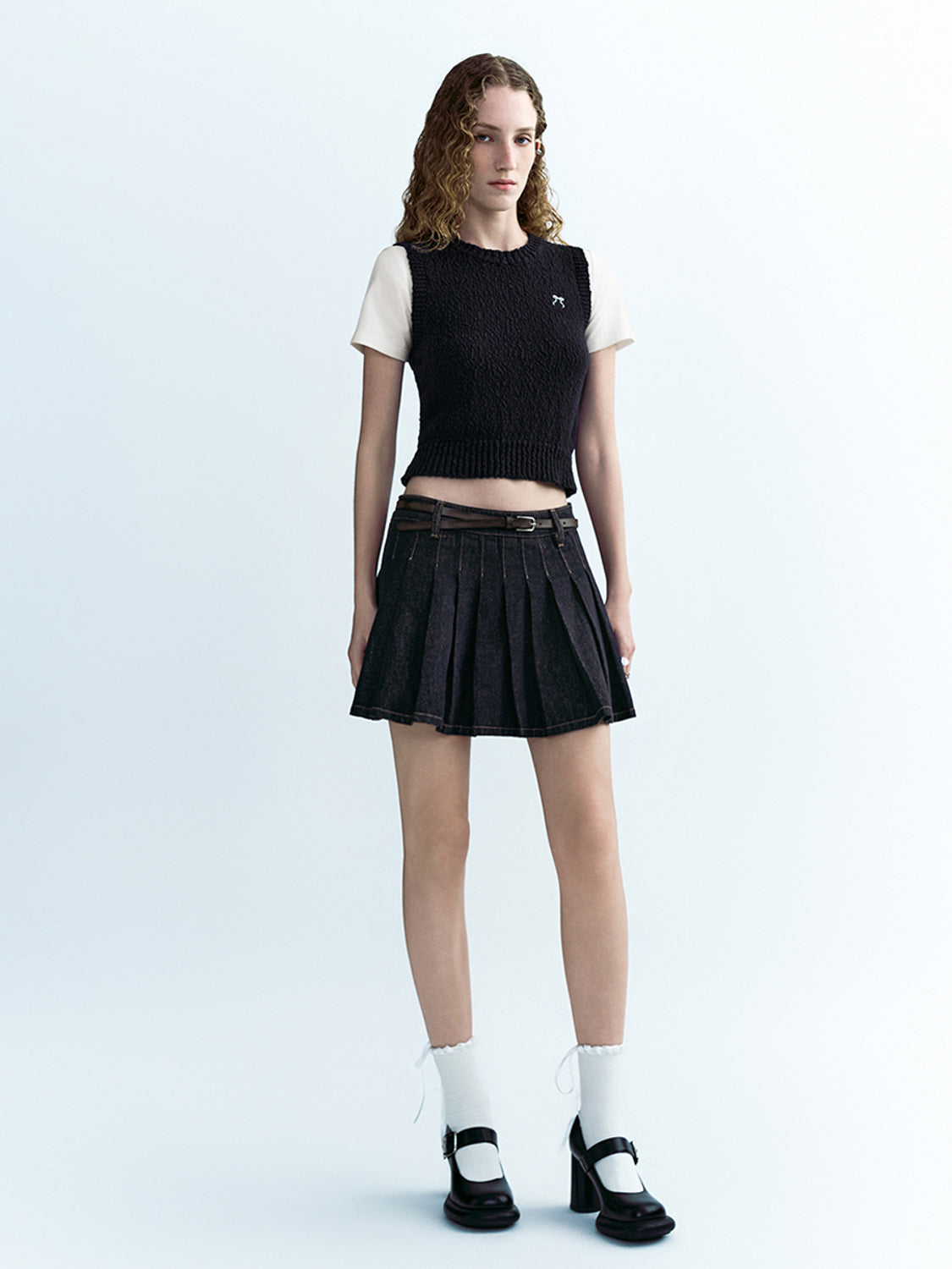 Crew Neck Skinny Knitted T-Shirt