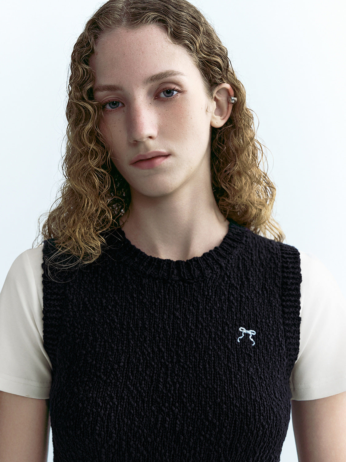 Crew Neck Skinny Knitted T-Shirt