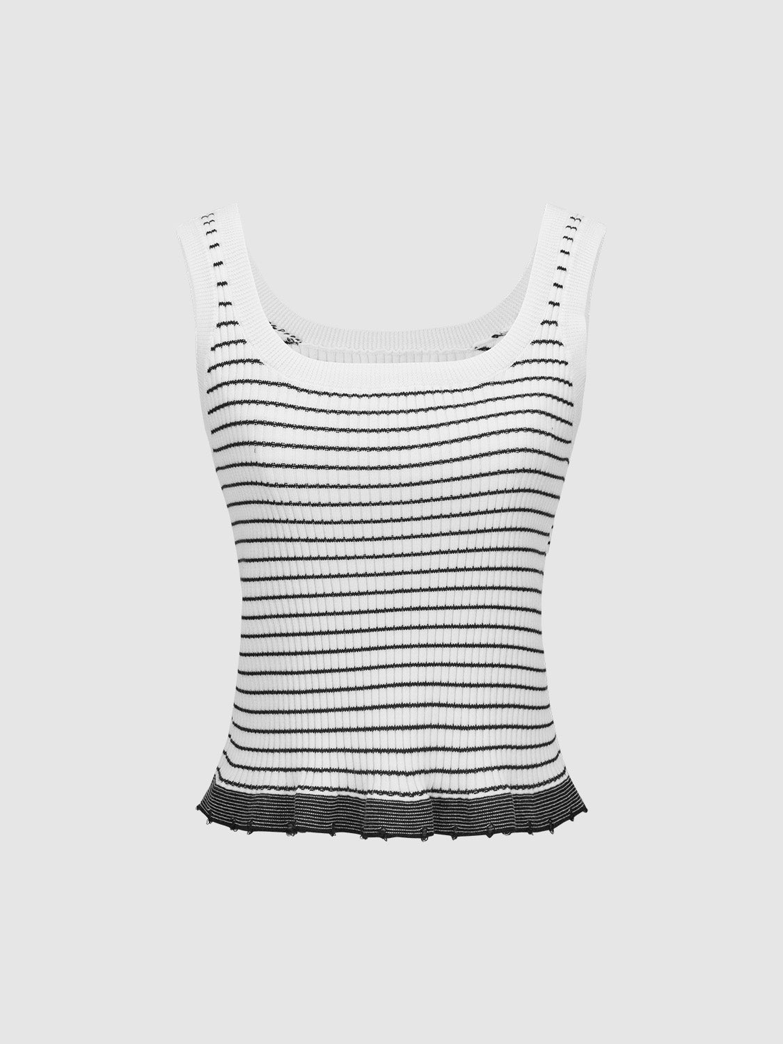 Striped U Neck Knitted Tank Top