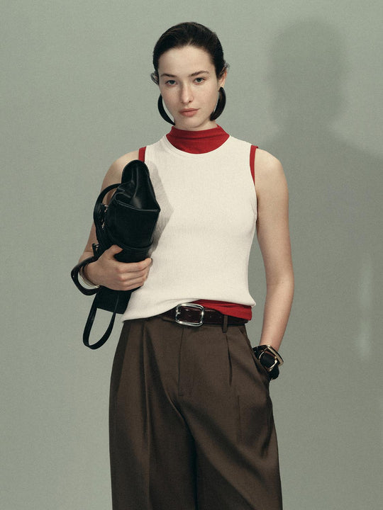 Sleeveless Skinny Fit Knitted T-Shirts