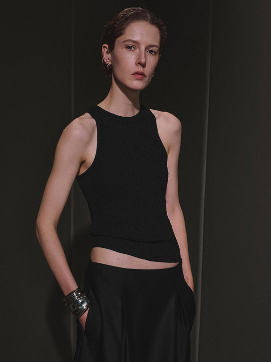 Sleeveless Crew Neck Knitted T-Shirts