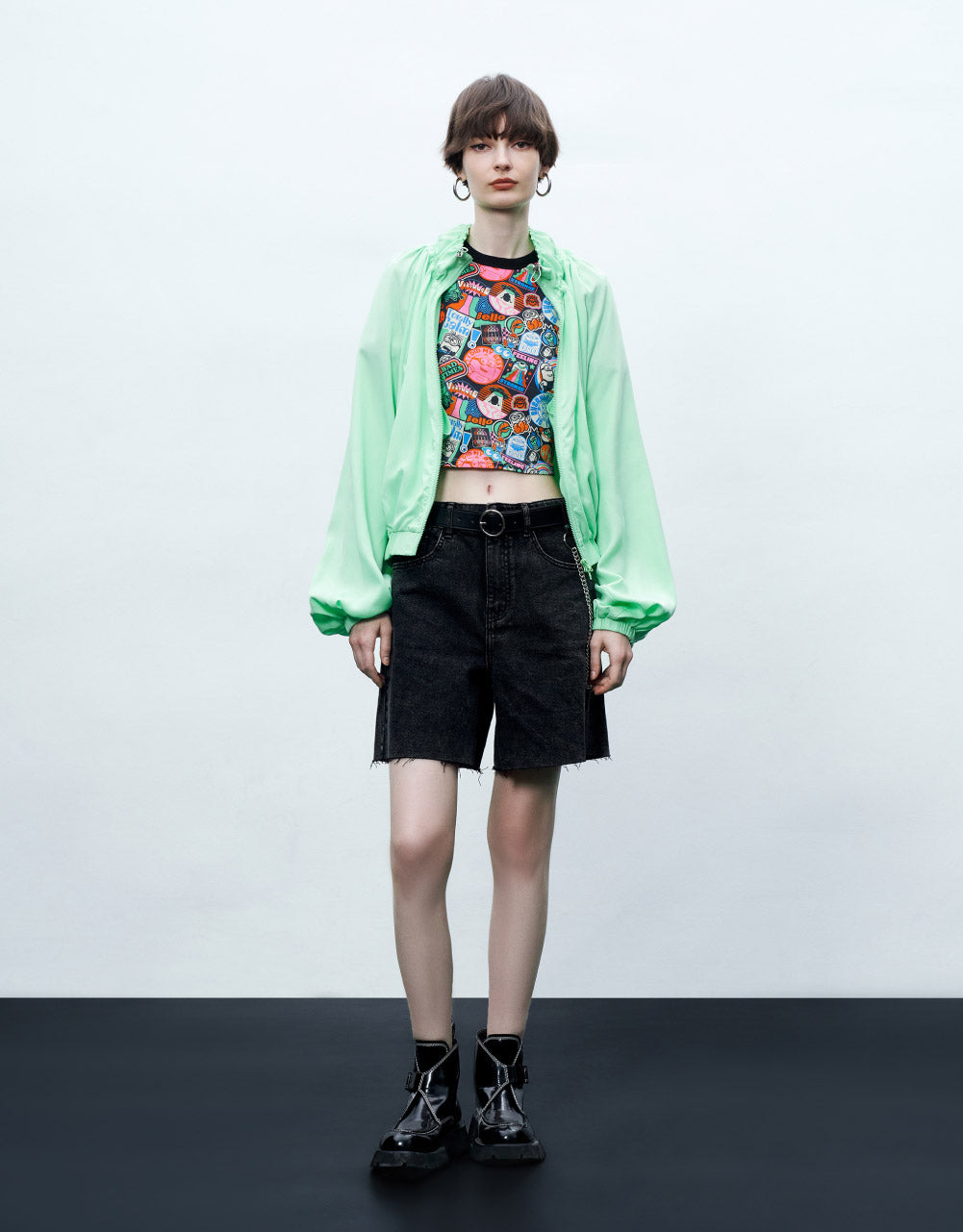 Zipper Front Balloon Jacket