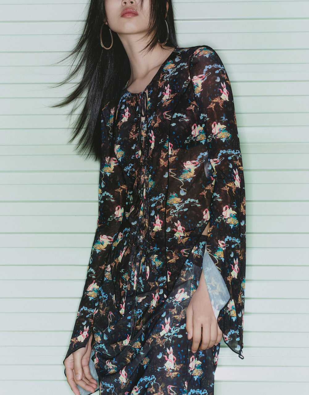 Floral Print Tie Front Shirt