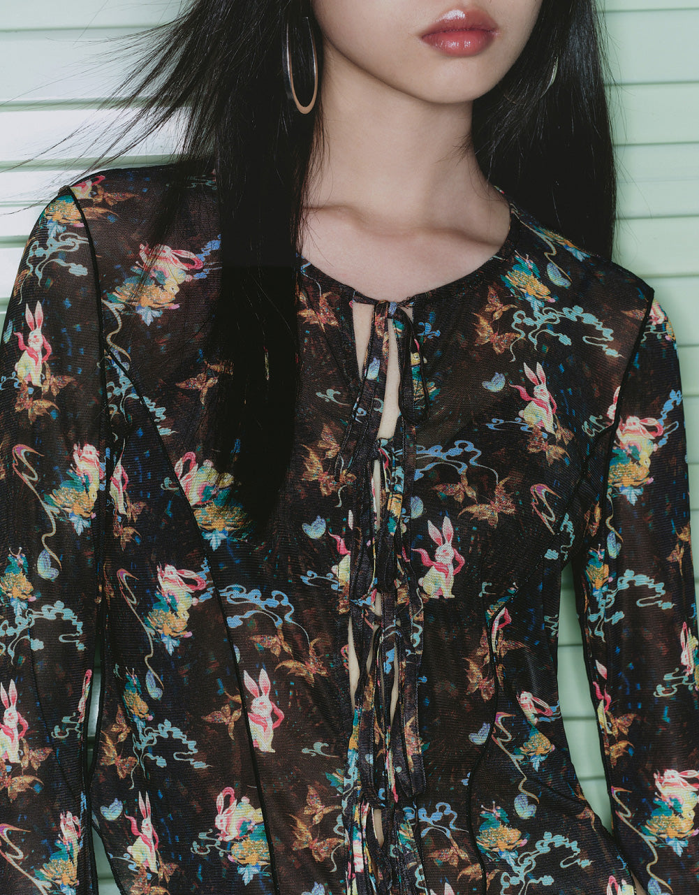 Floral Print Tie Front Shirt