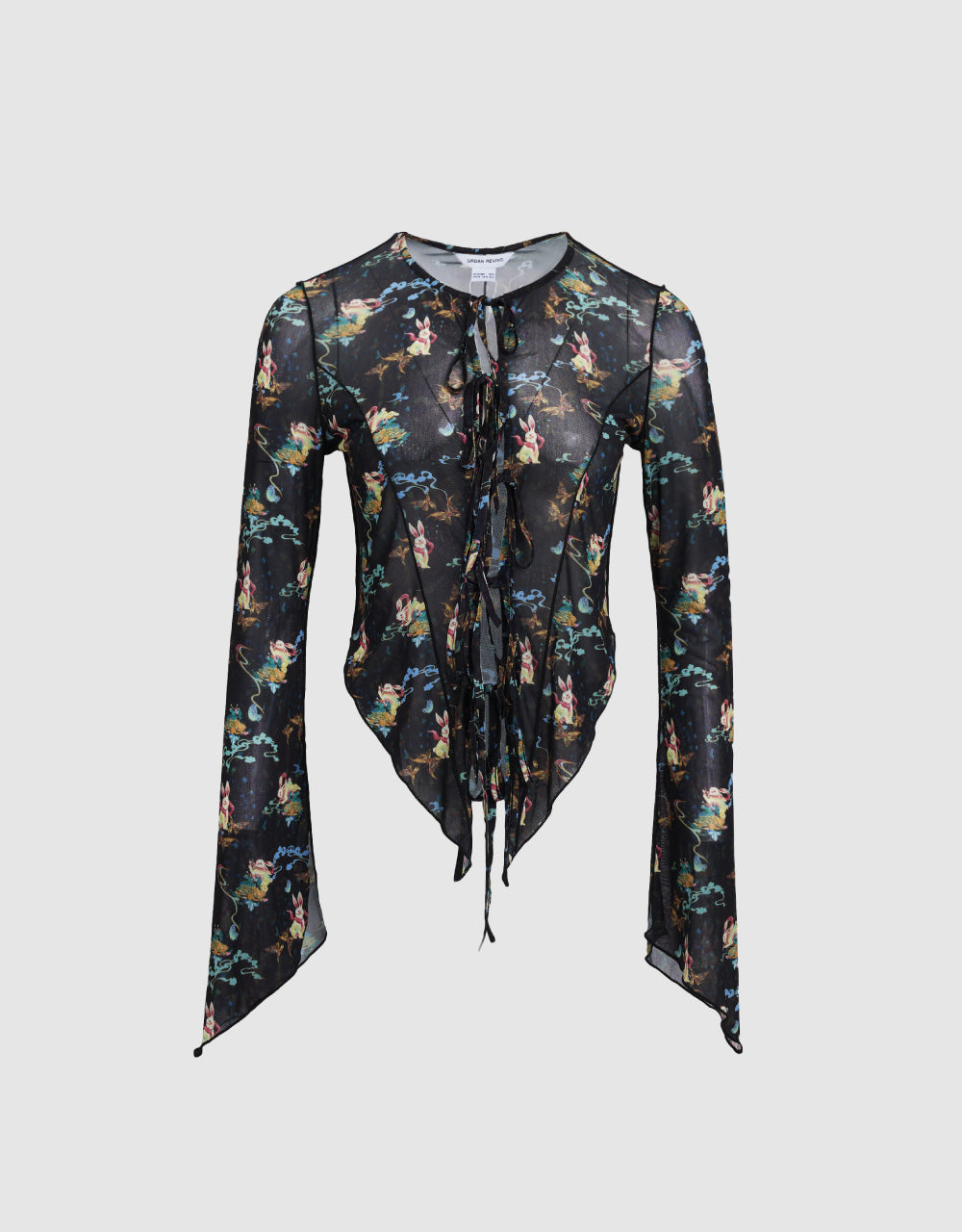 Floral Print Tie Front Shirt