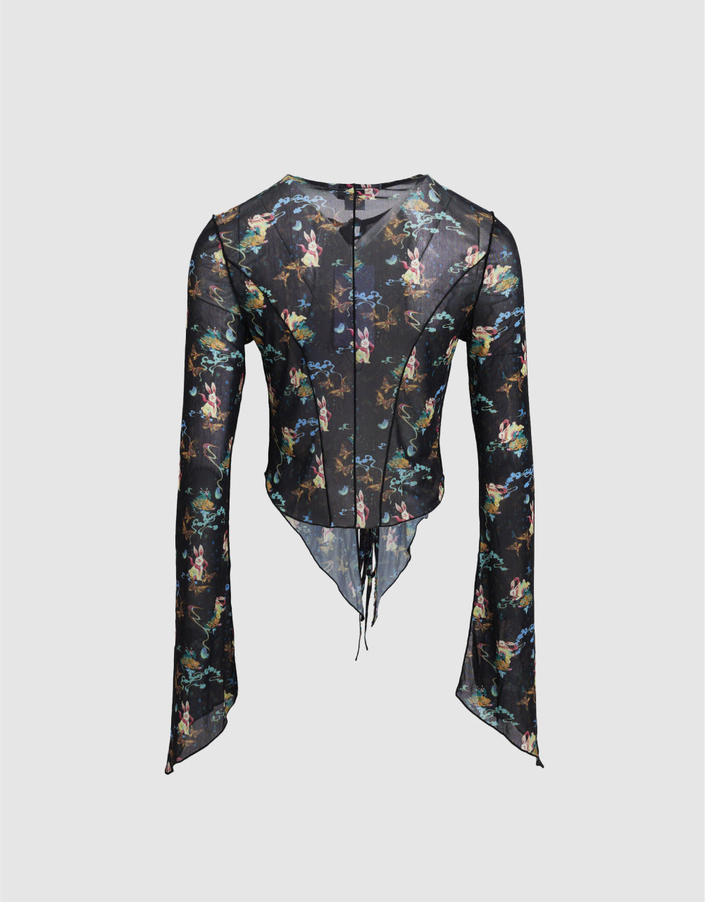 Floral Print Tie Front Shirt
