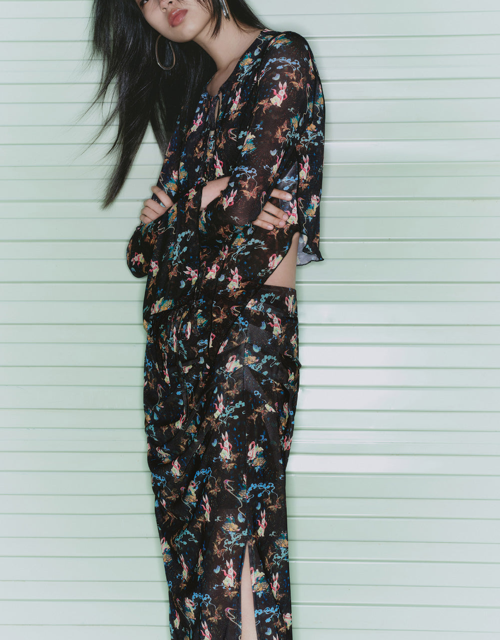 Floral Print Tie Front Shirt