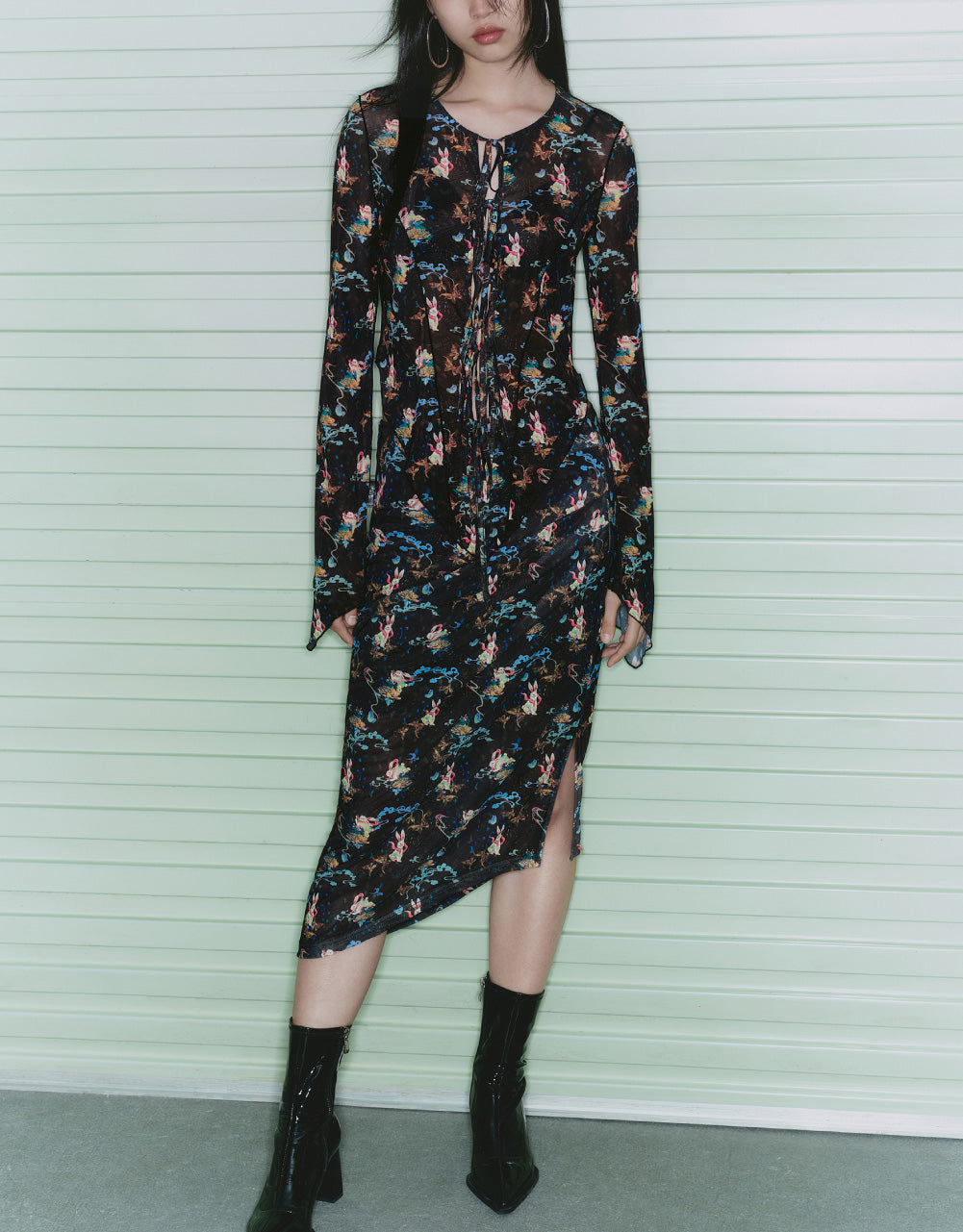 Floral Print Tie Front Shirt