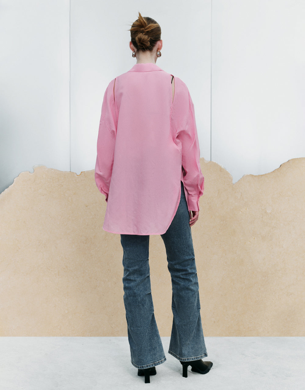 Drop Shoulder Sleeve Lapel Shirt