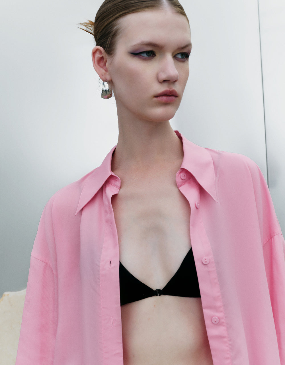 Drop Shoulder Sleeve Lapel Shirt