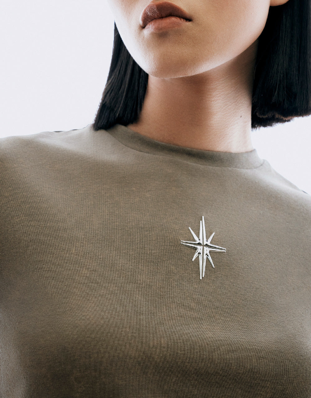 Hexagram Printed Crew Neck Skinny T-Shirt