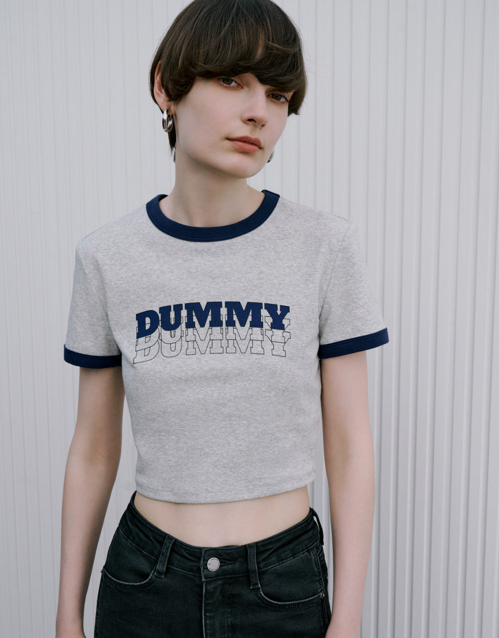 Printed Crew Neck Skinny T-Shirt